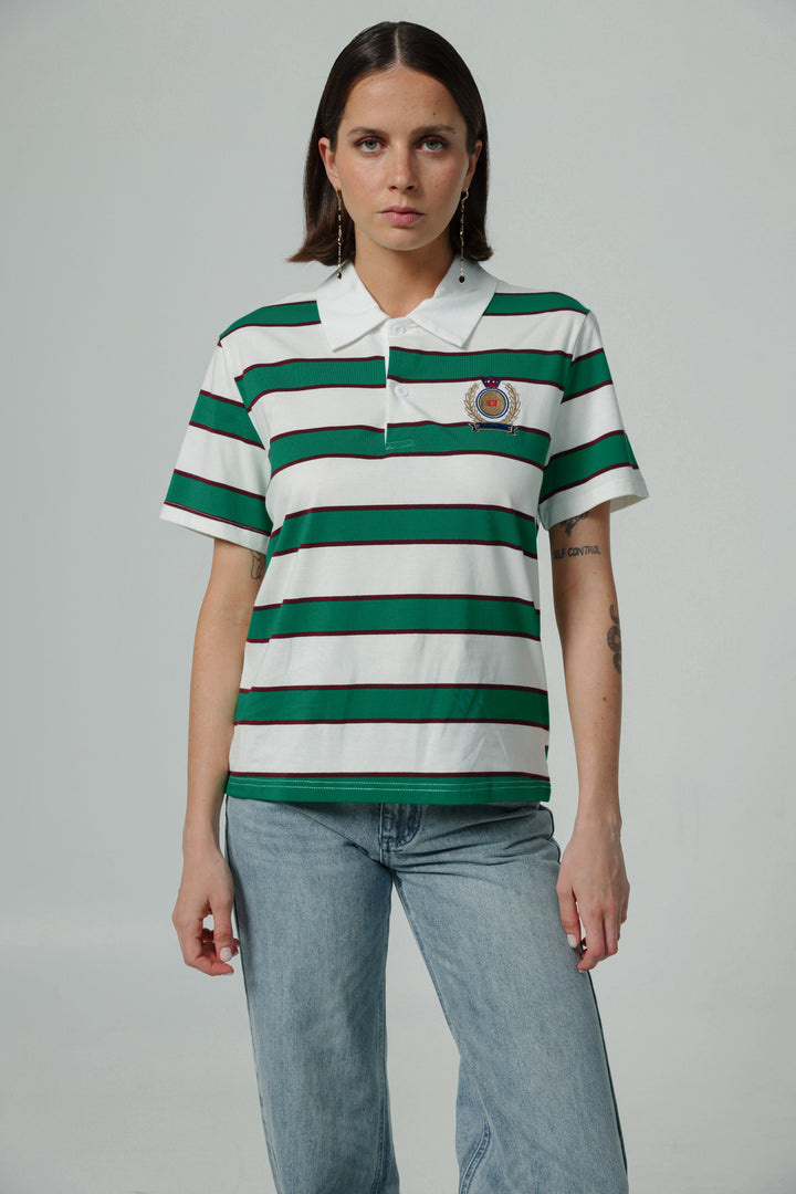 Nadal Green Striped Polo