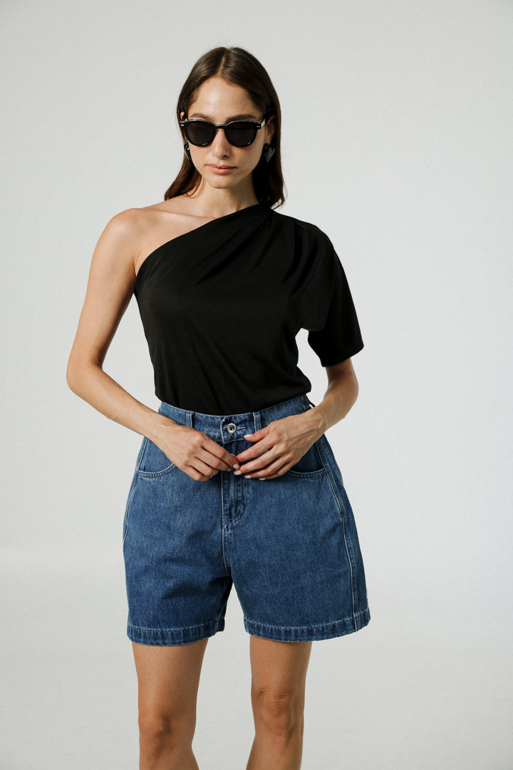 Your Black One Shoulder Shirt