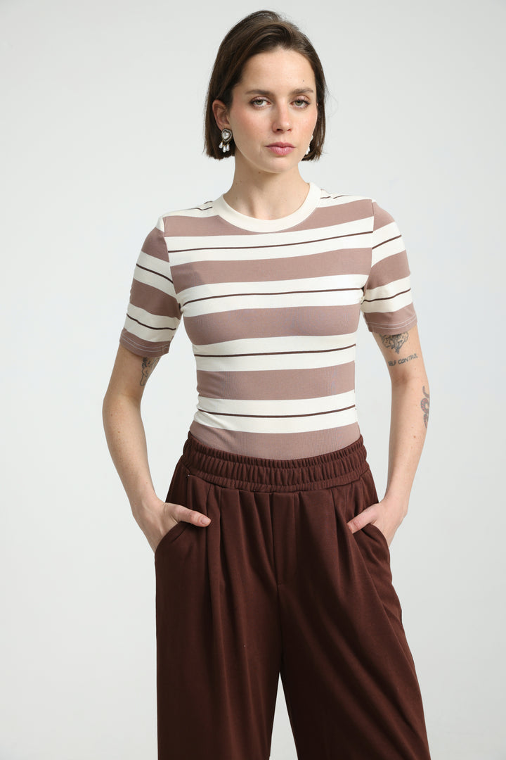 Weekday Brown Striped Bodysuit