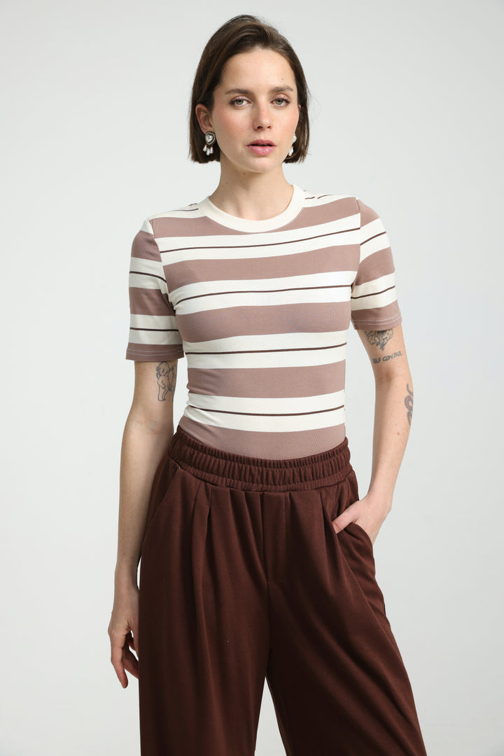 Weekday Brown Striped Bodysuit