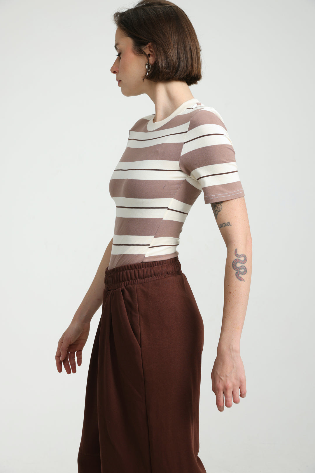 Weekday Brown Striped Bodysuit