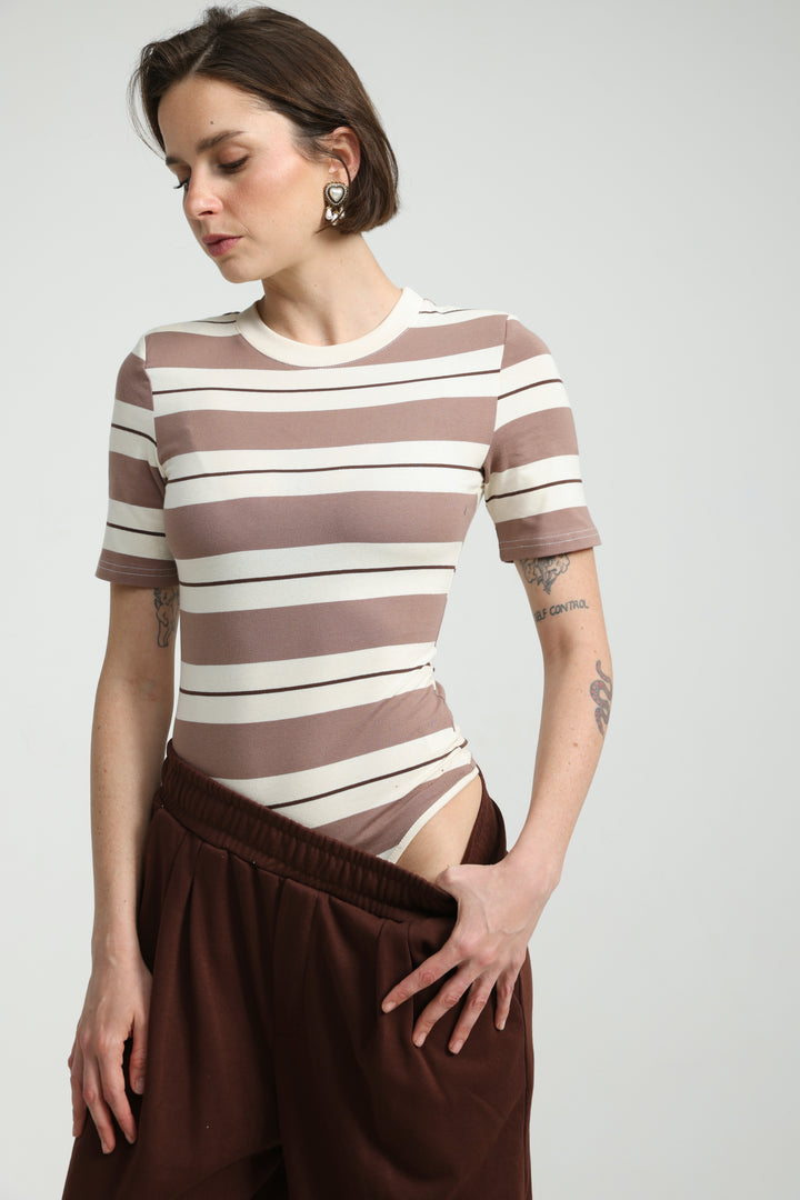 Weekday Brown Striped Bodysuit
