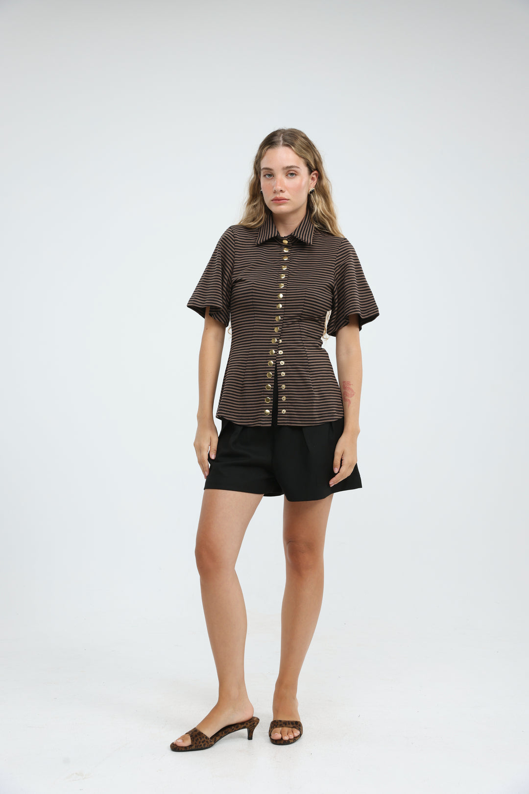 Audit Brown Striped Polo