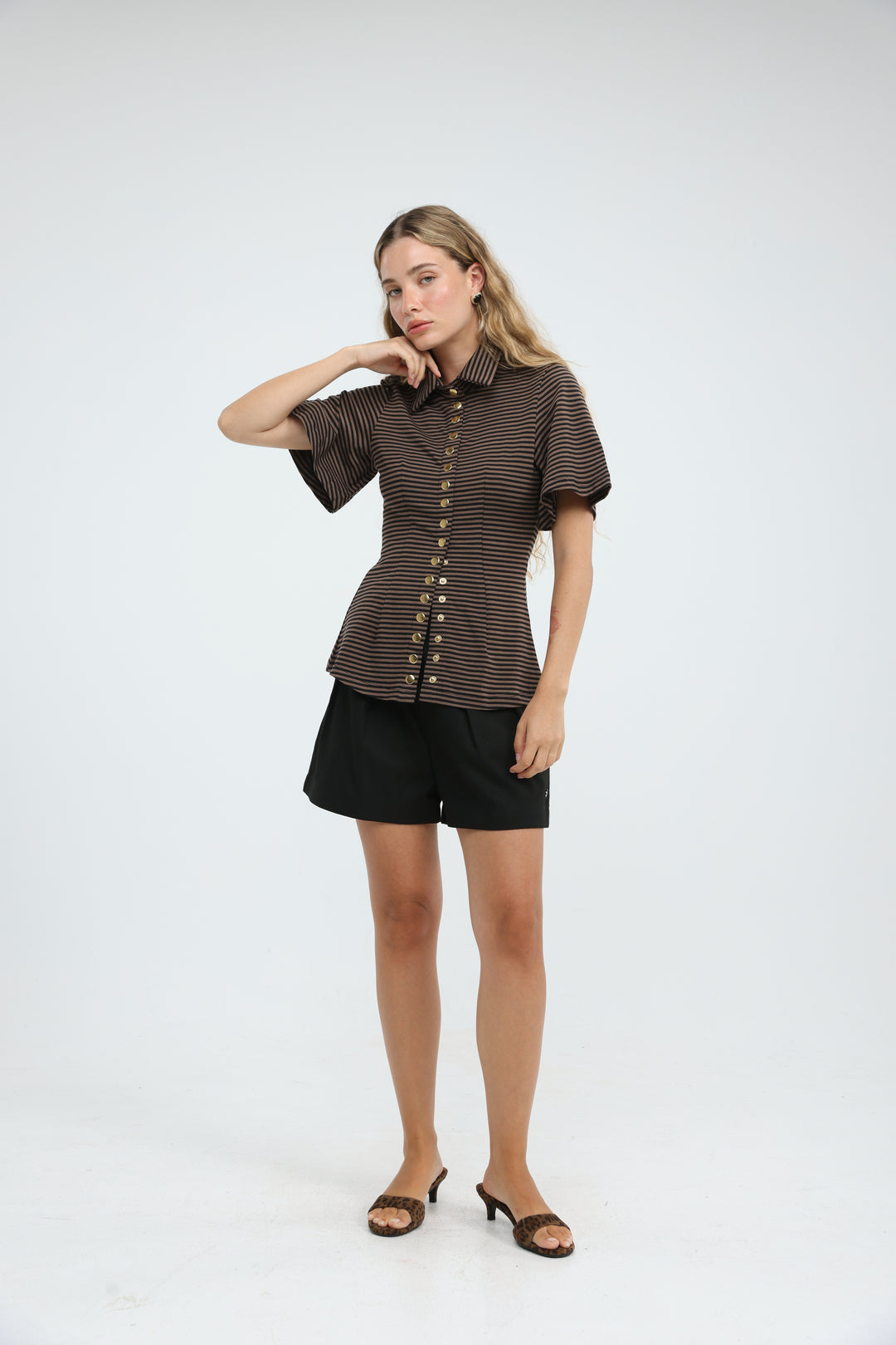 Audit Brown Striped Polo