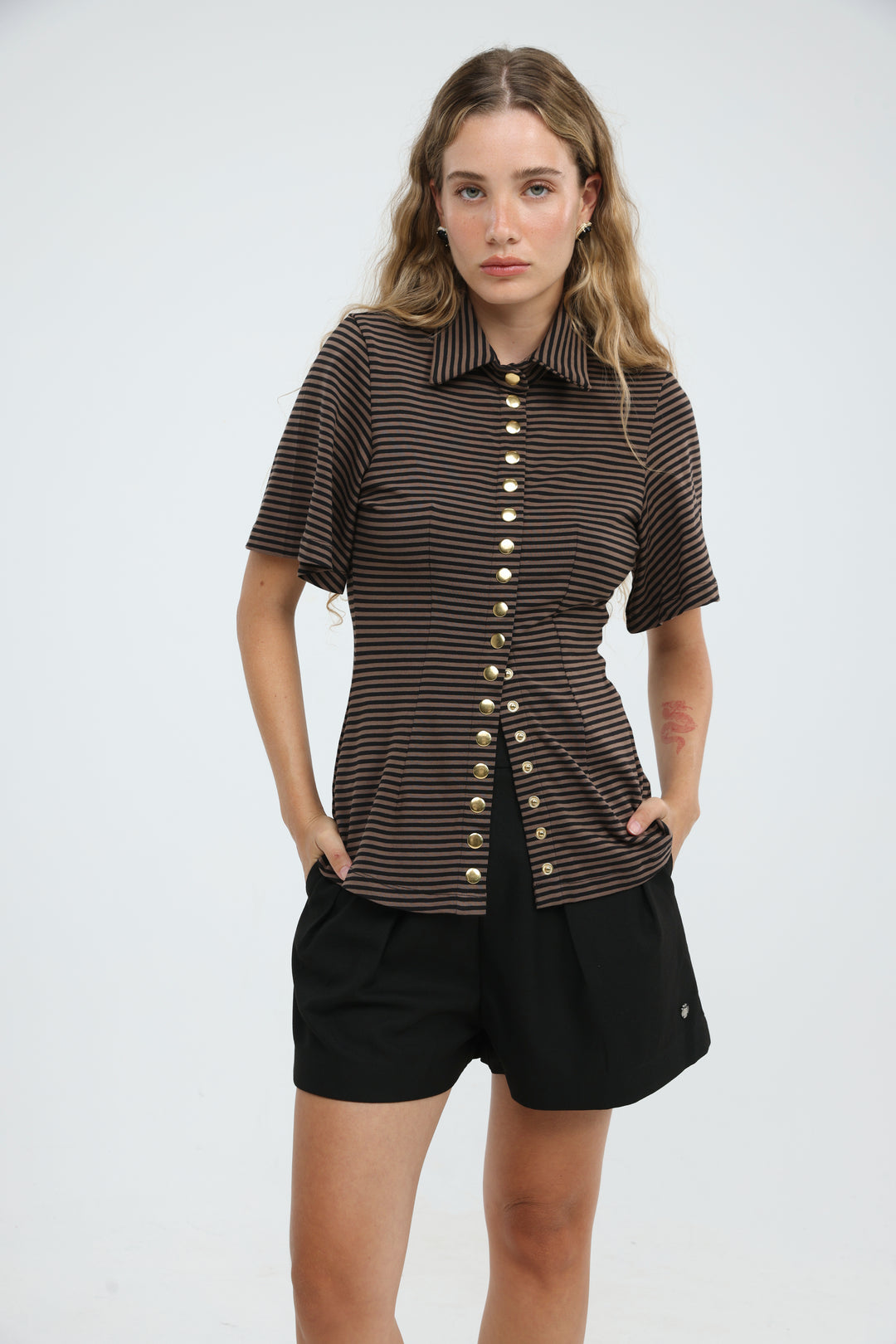 Audit Brown Striped Polo