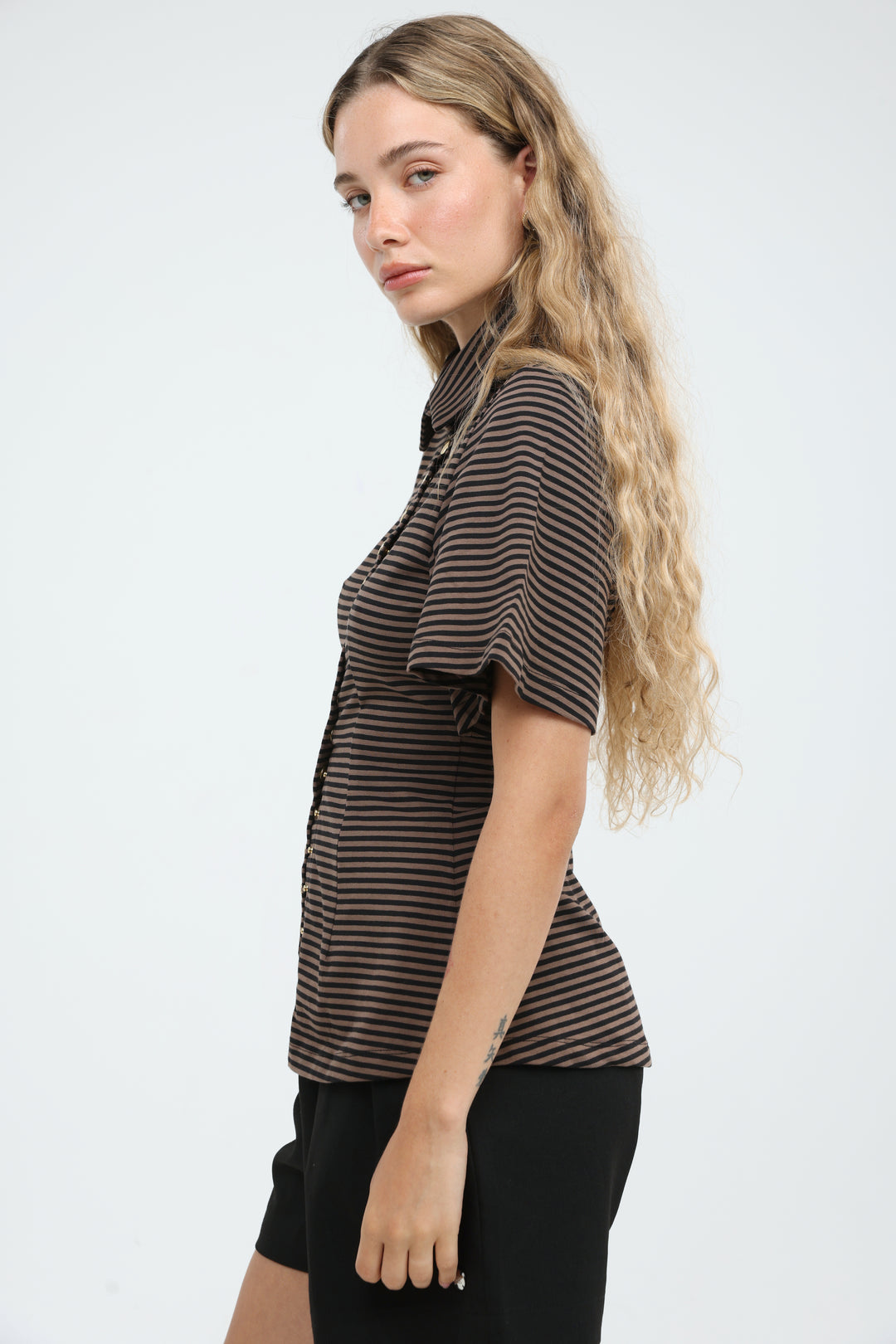 Audit Brown Striped Polo