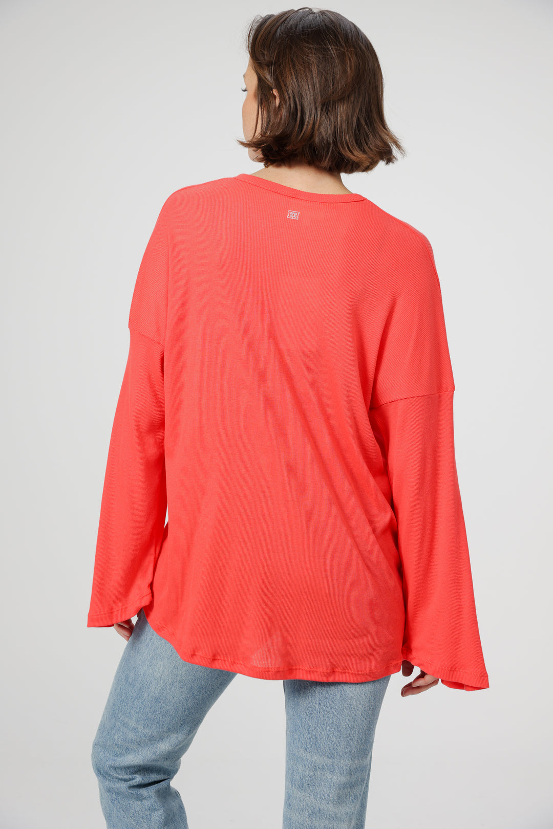 Clean06 Red Rib Boyfriend Shirt