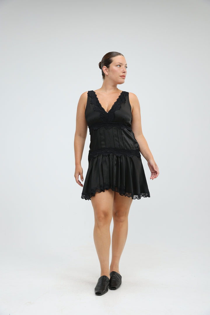 Satin Black Mini Dress
