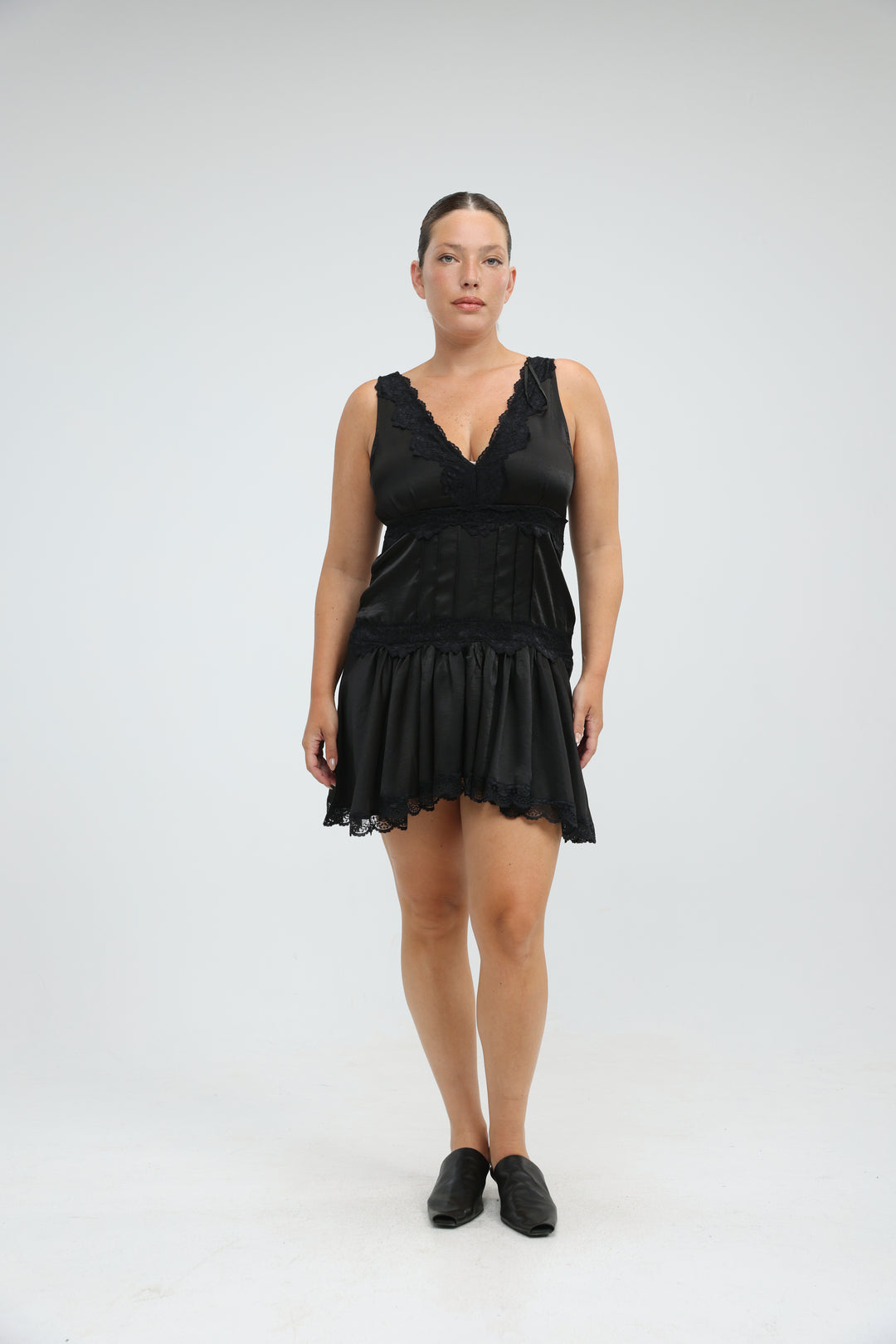 Satin Black Mini Dress