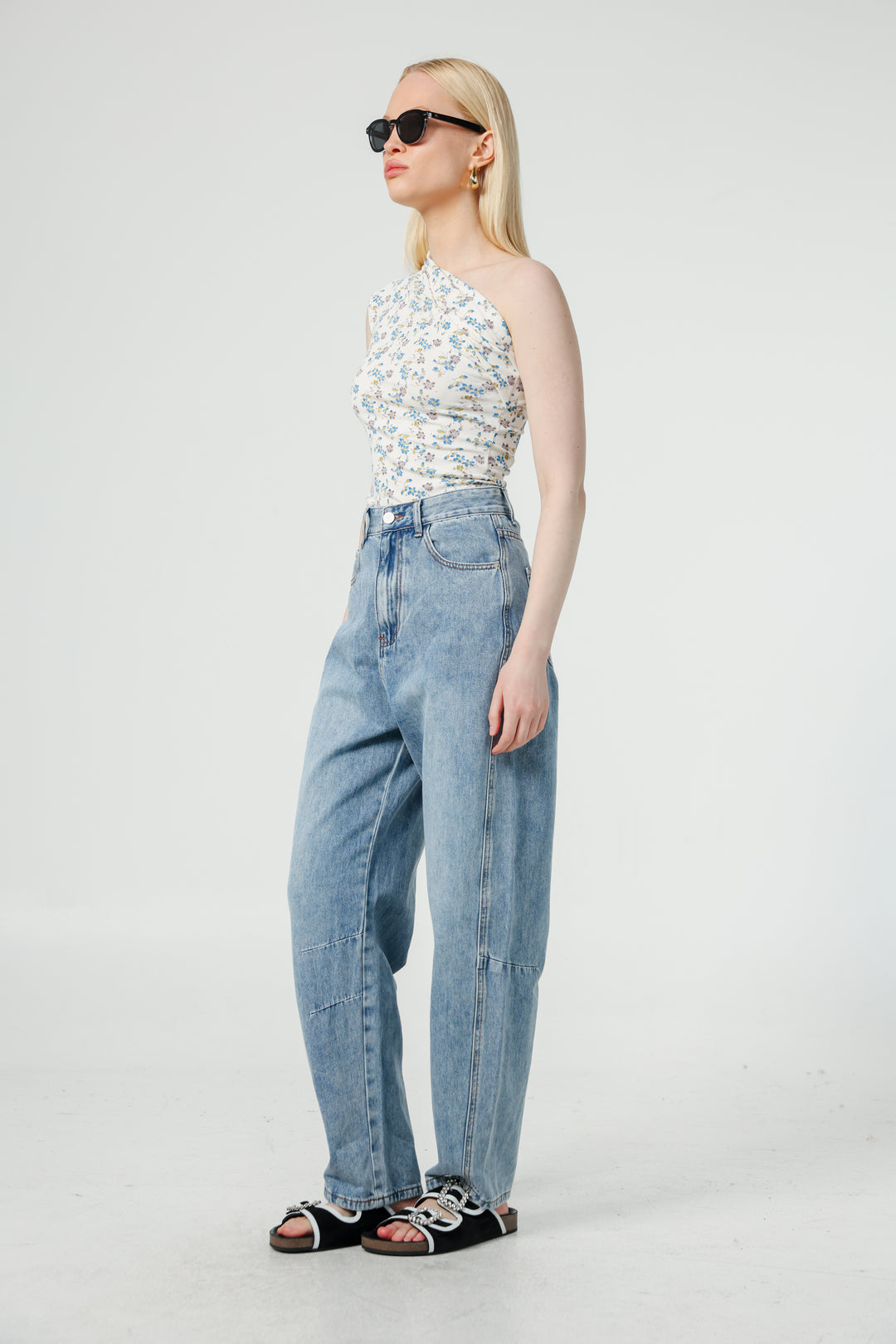 Joy Cream Floral One Shoulder Top
