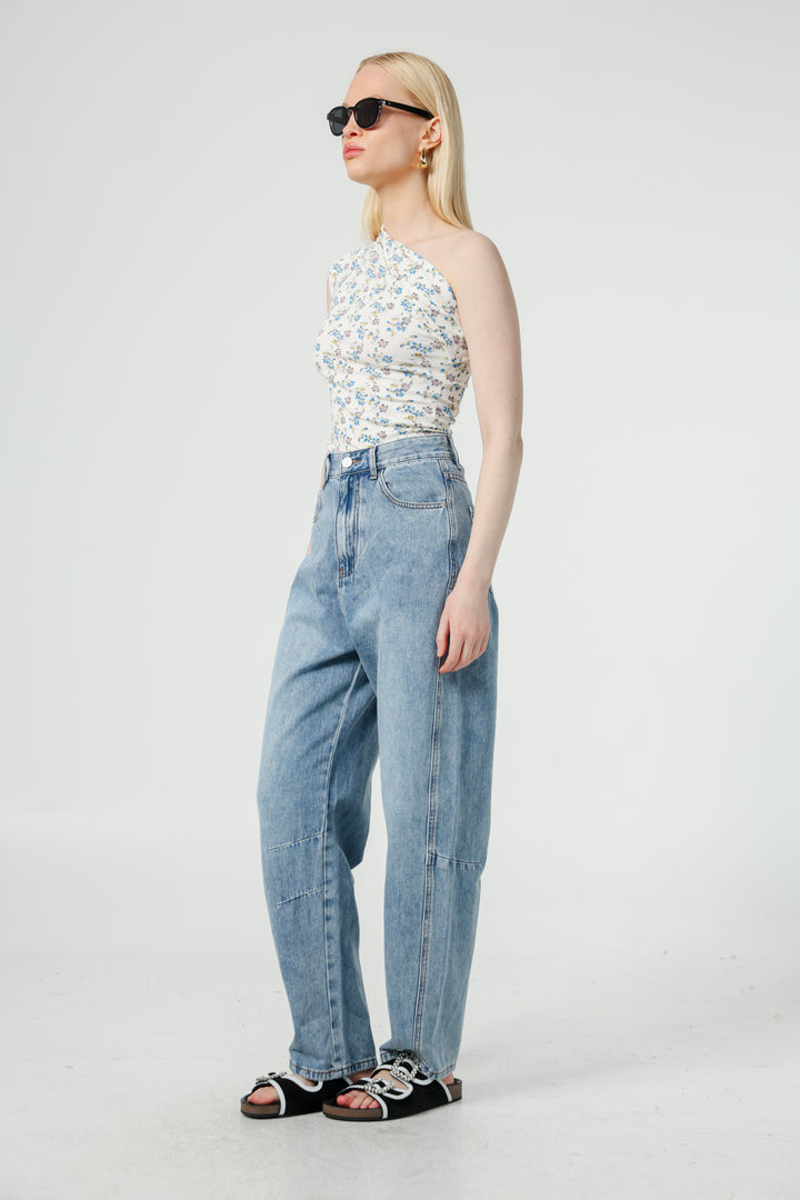 Joy Cream Floral One Shoulder Top