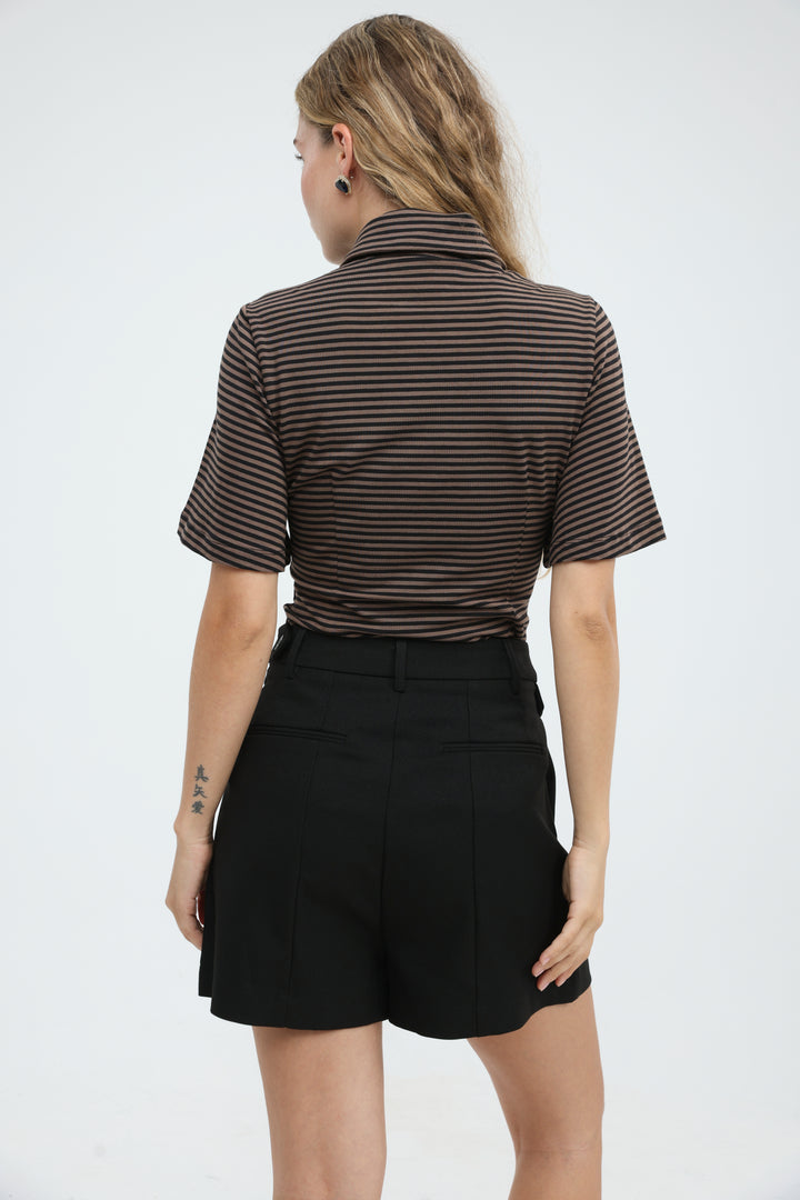 Audit Brown Striped Polo