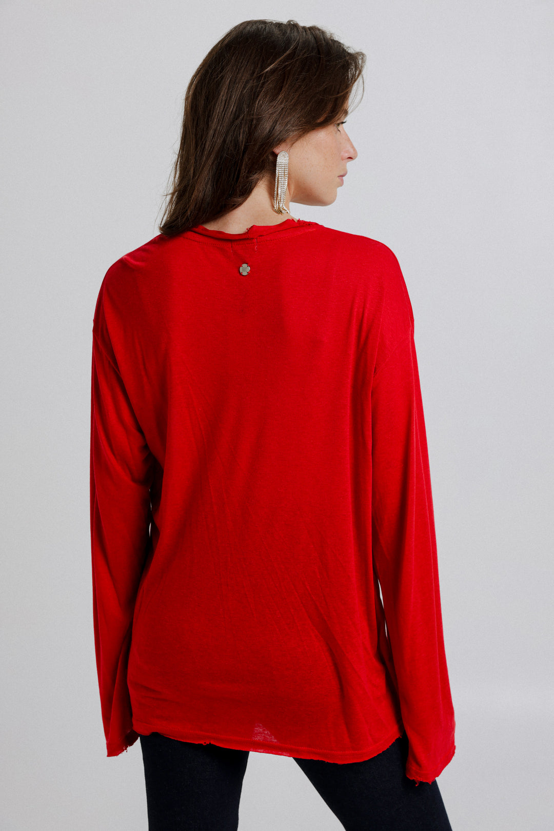 Hole Red V Shirt