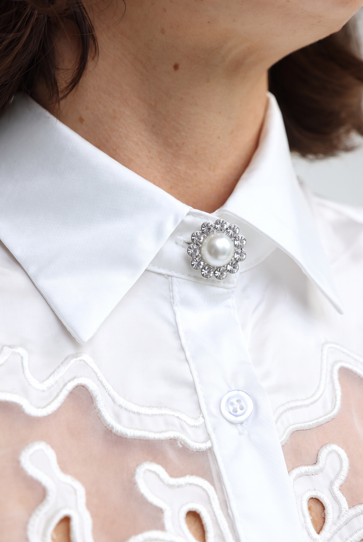 Pearl Crystal Halo Button