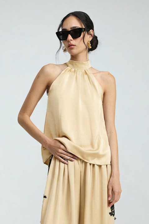 Satin Champagne Halter Top