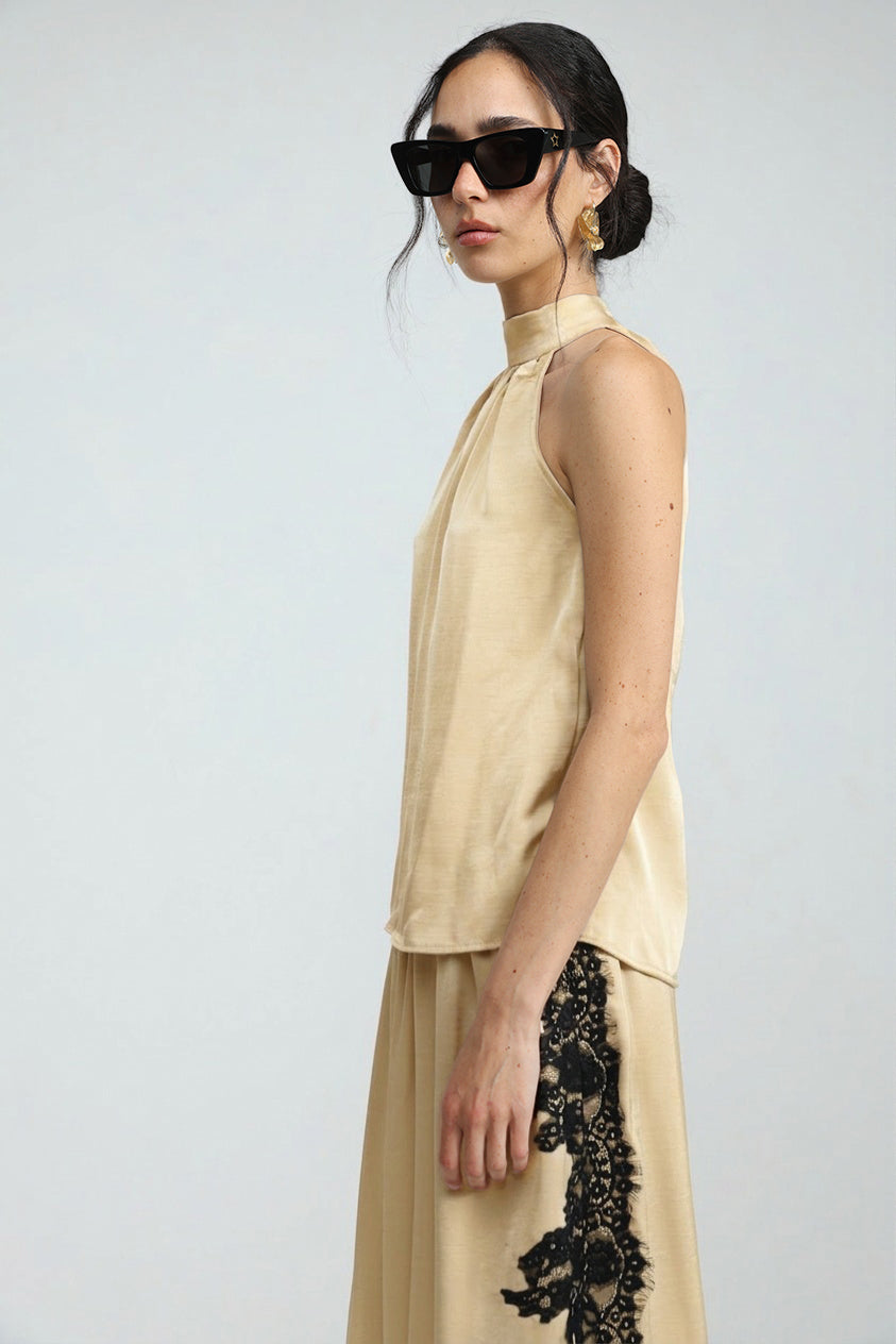 Satin Champagne Halter Top