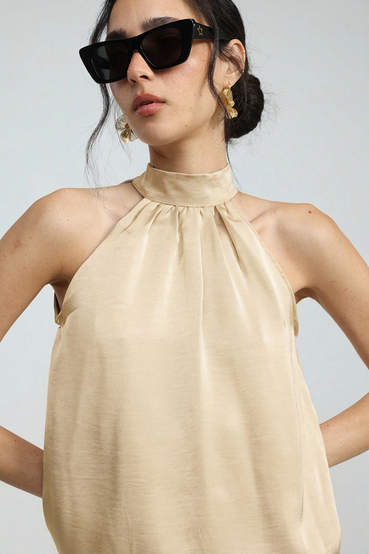 Satin Champagne Halter Top