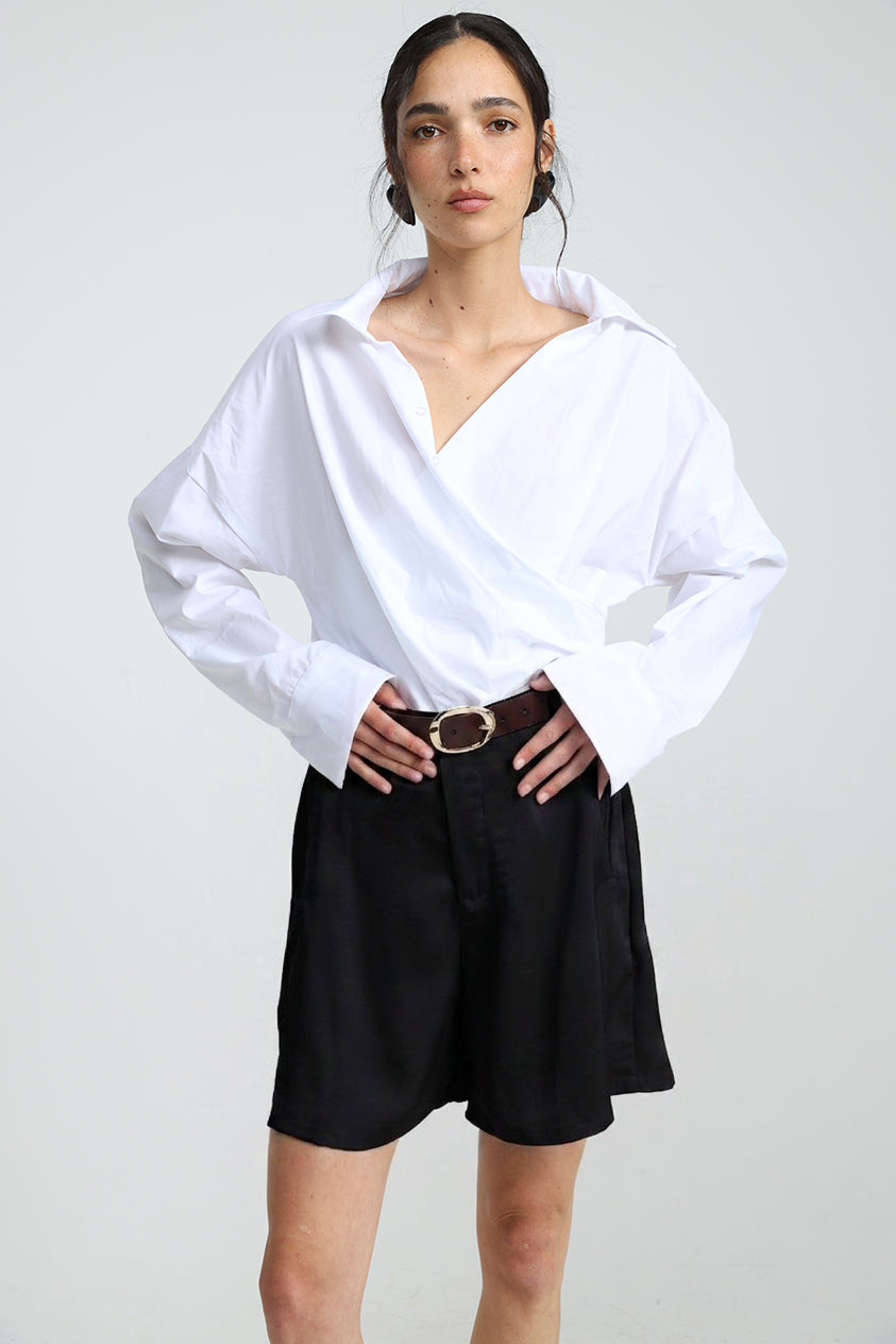 Satin Black Bermuda Shorts