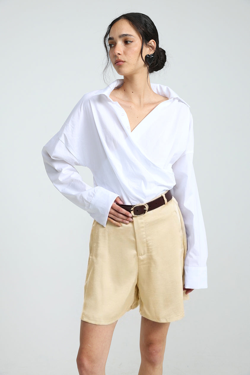 Satin Champagne Bermuda Shorts