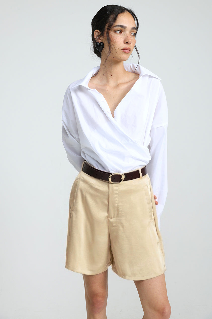Satin Champagne Bermuda Shorts