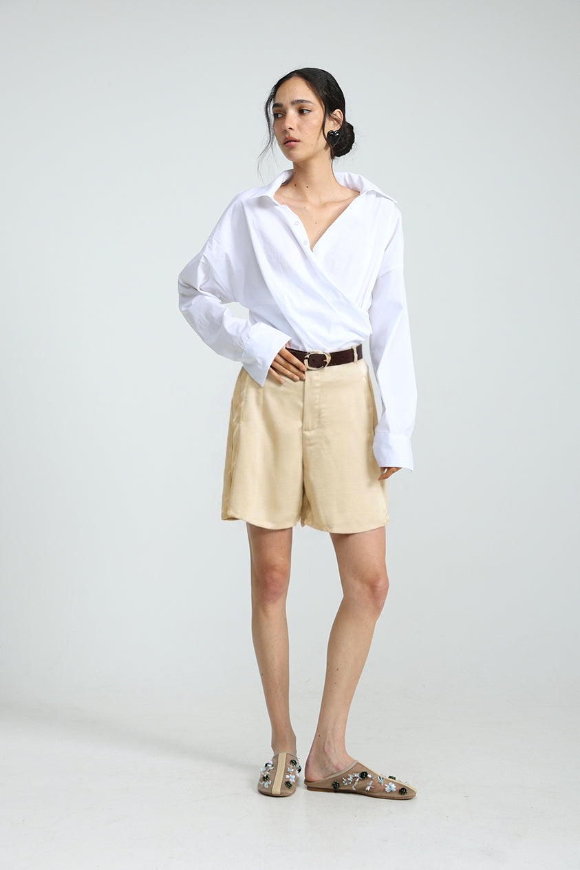 Satin Champagne Bermuda Shorts