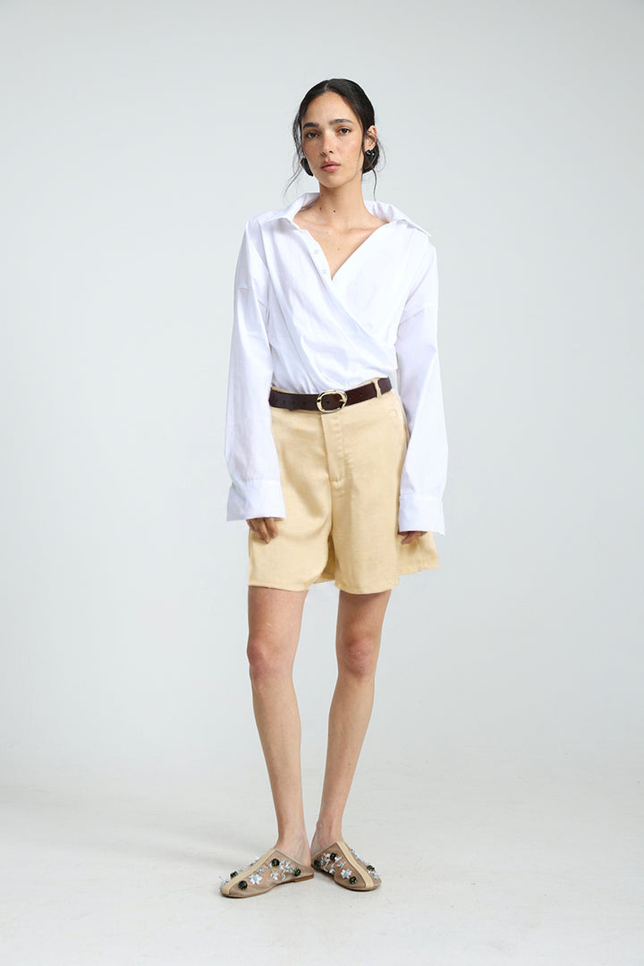 Satin Champagne Bermuda Shorts