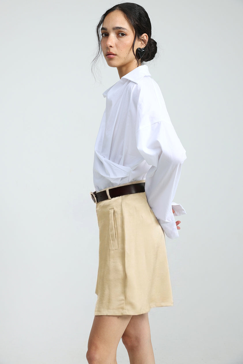 Satin Champagne Bermuda Shorts