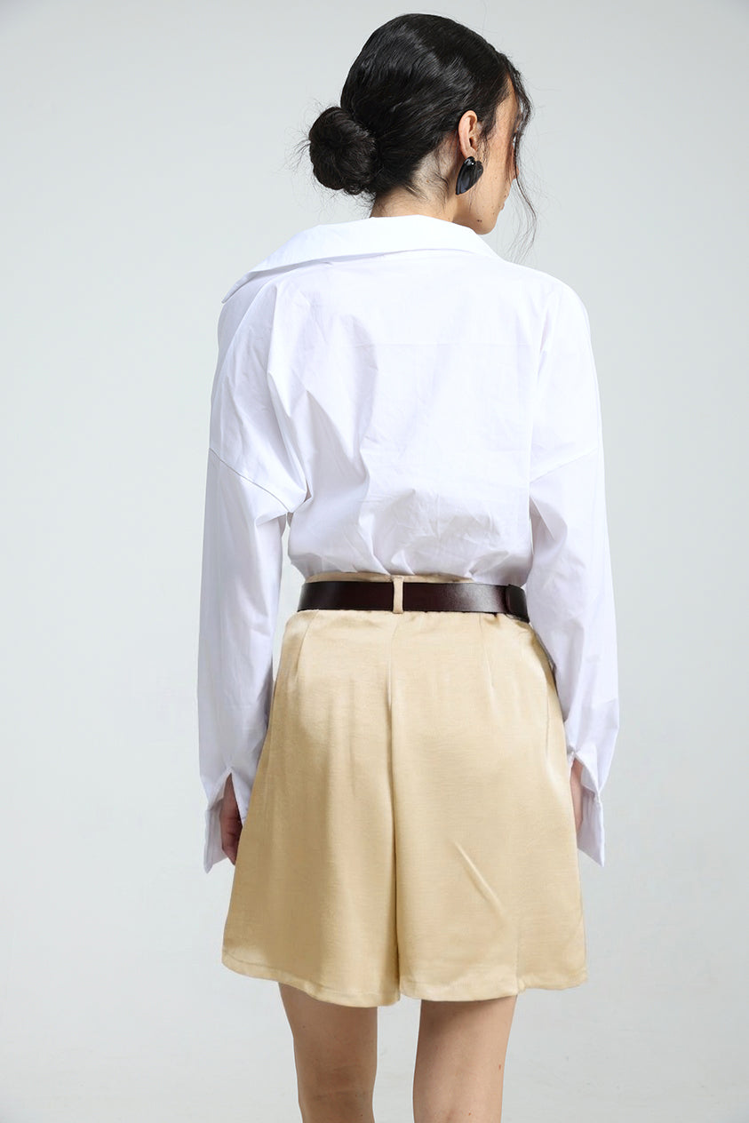 Satin Champagne Bermuda Shorts