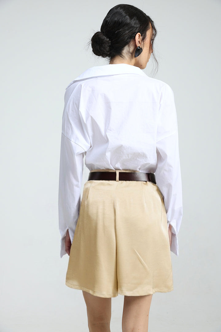 Satin Champagne Bermuda Shorts