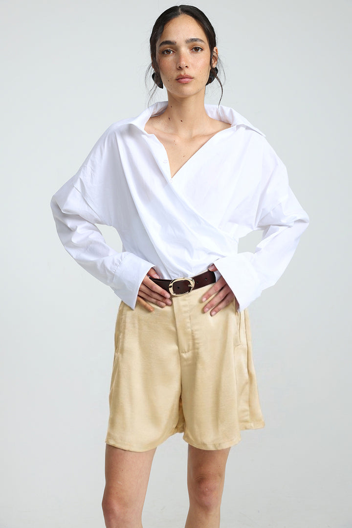 Satin Champagne Bermuda Shorts