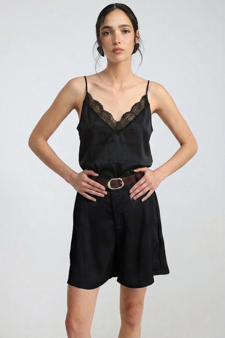 Satin&Lace Black Tank