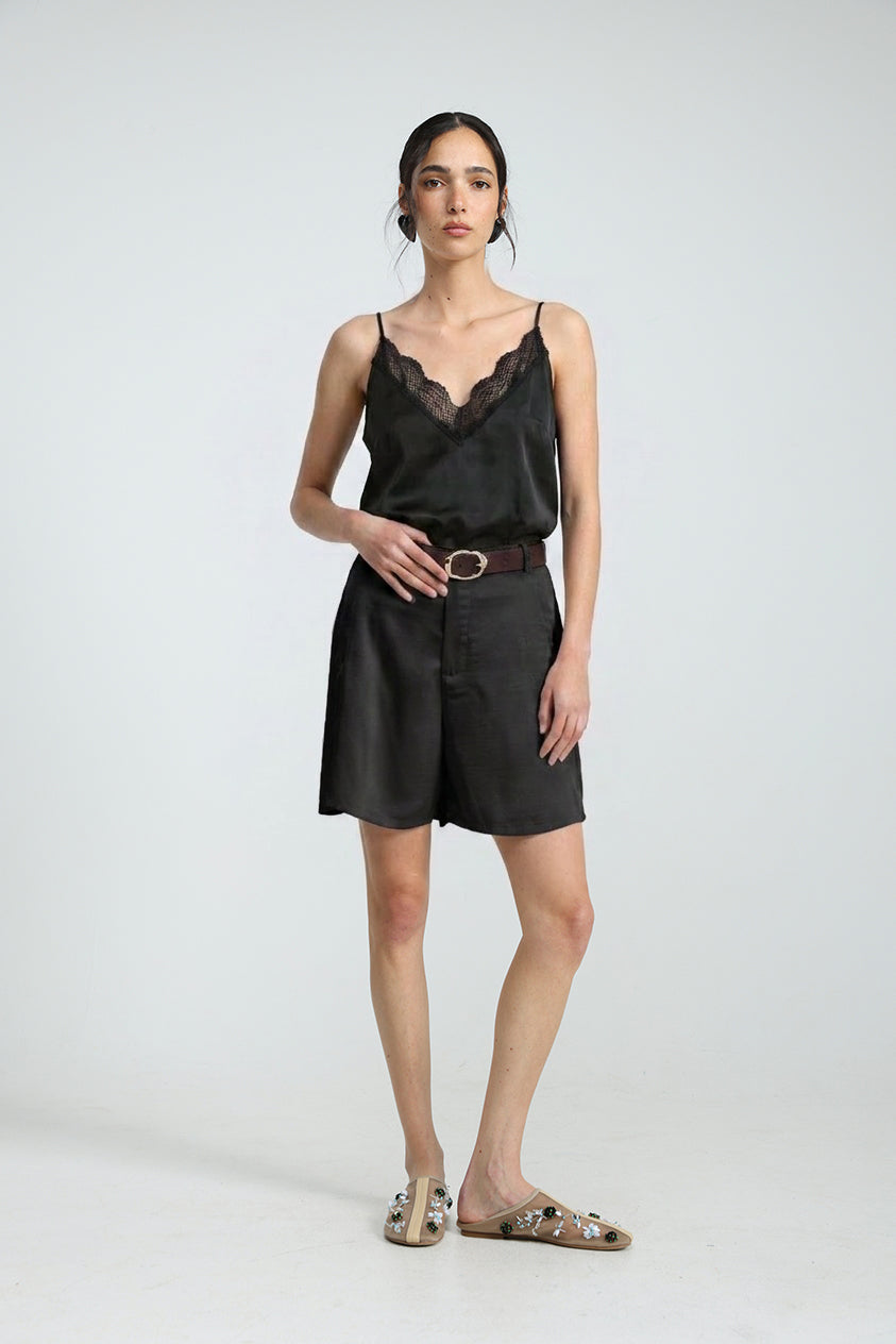 Satin&Lace Black Tank