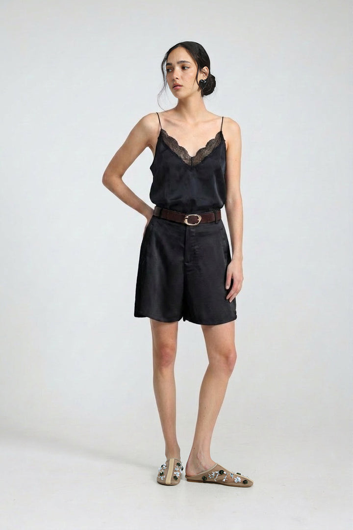 Satin&Lace Black Tank