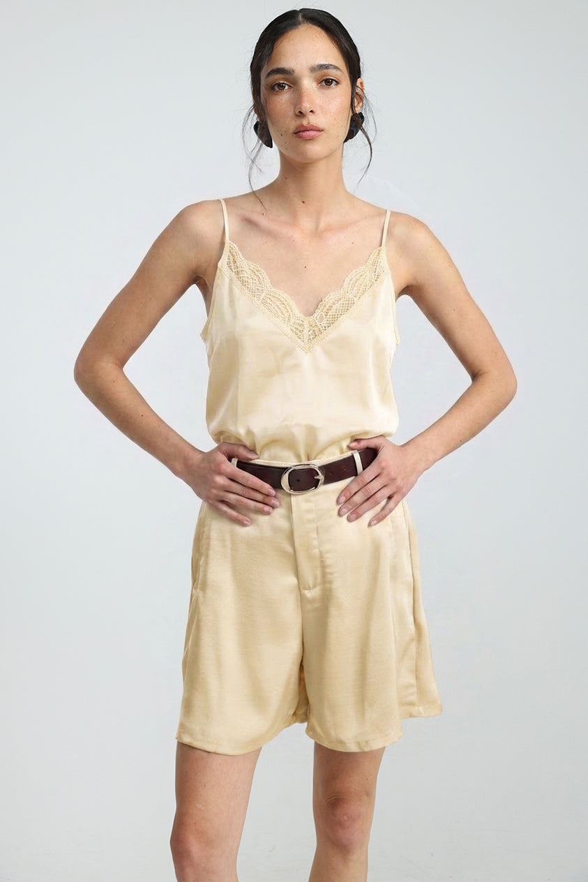 Satin&Lace Champagne Tank