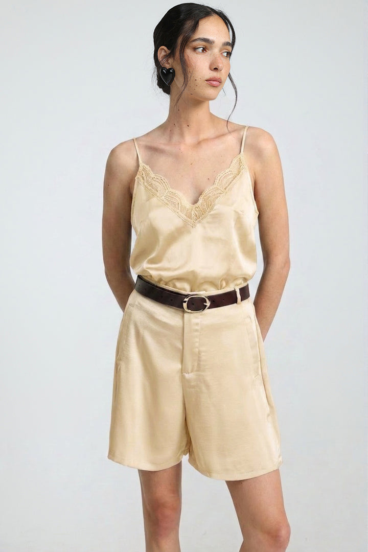 Satin&Lace Champagne Tank