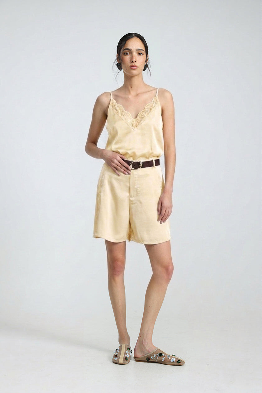 Satin&Lace Champagne Tank