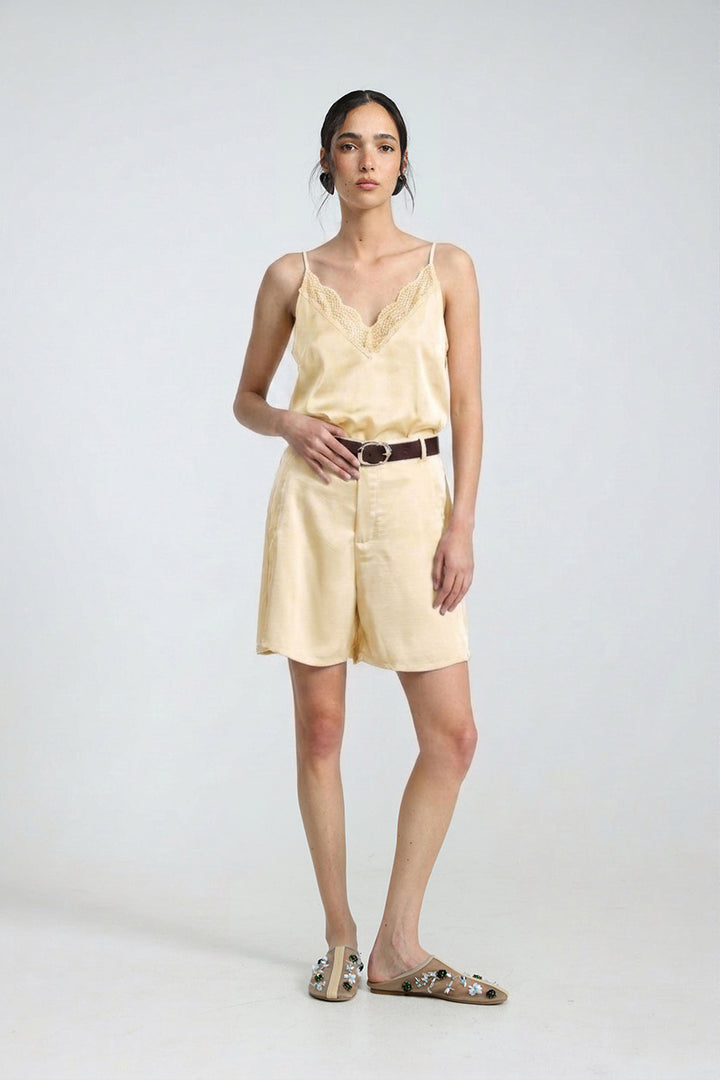 Satin&Lace Champagne Tank