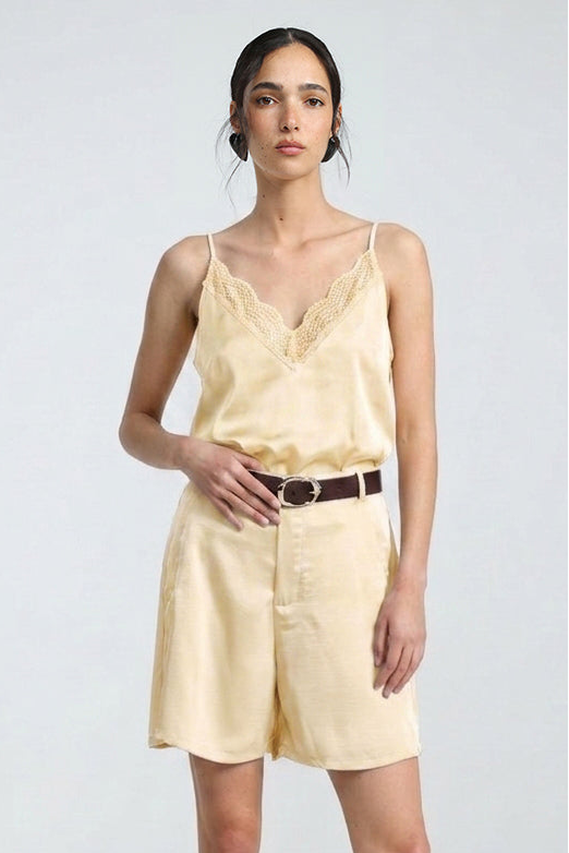 Satin&Lace Champagne Tank