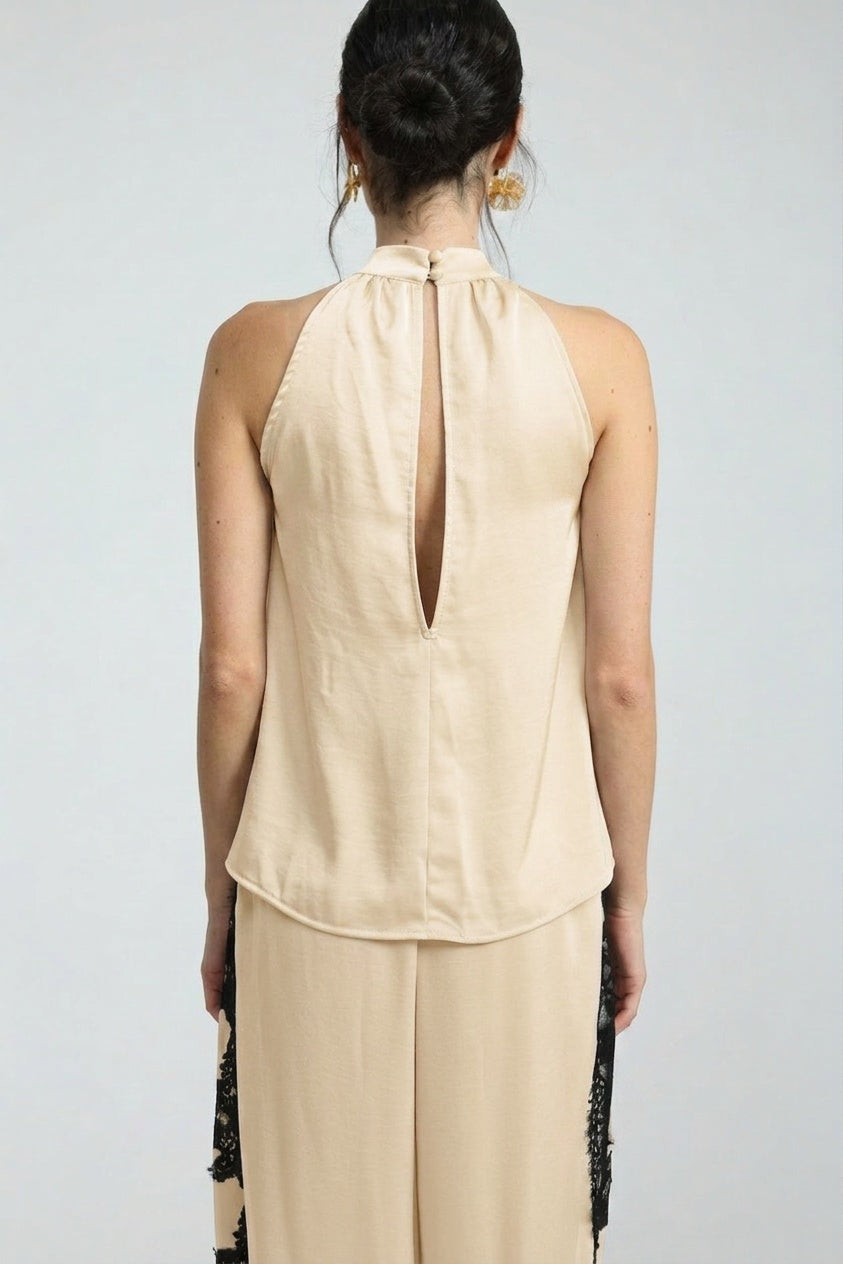 Satin Champagne Halter Top