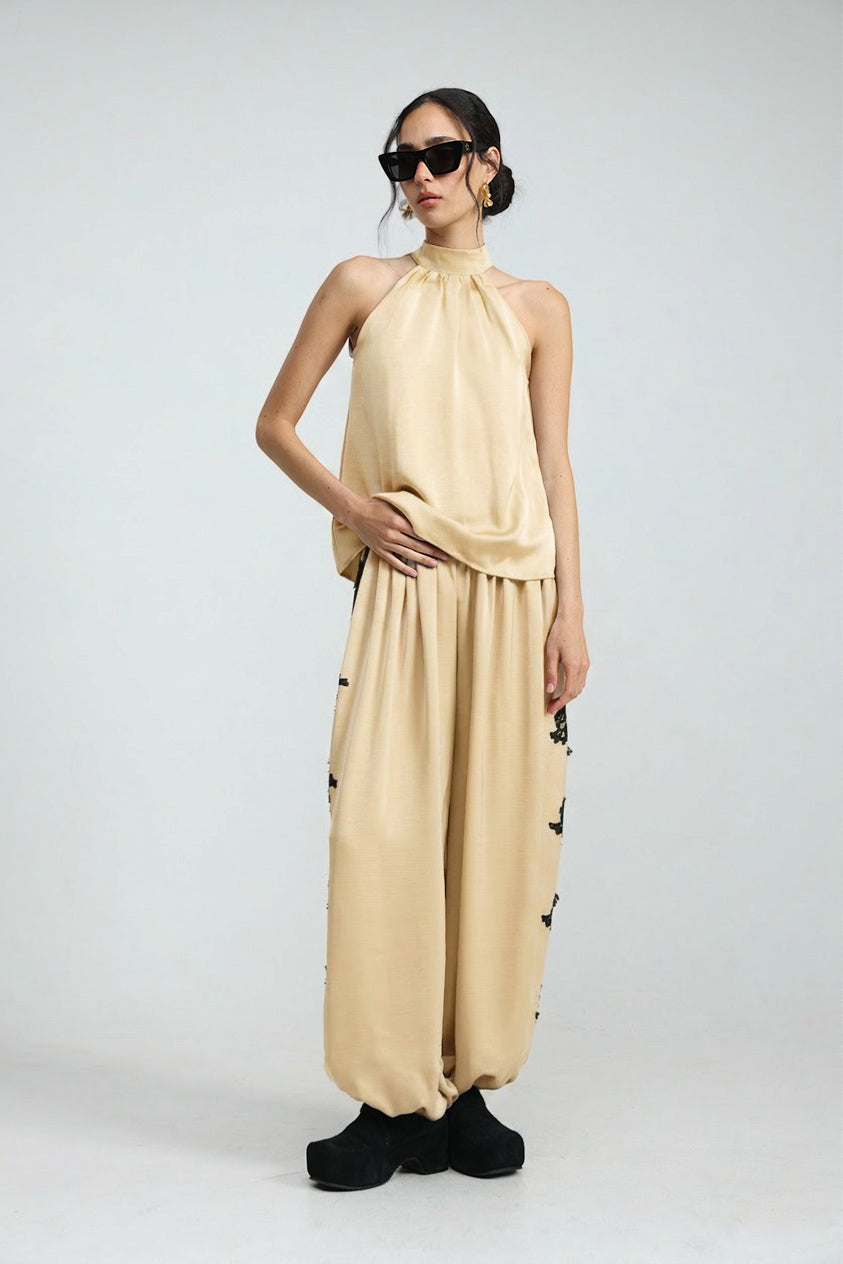 Satin Champagne Halter Top
