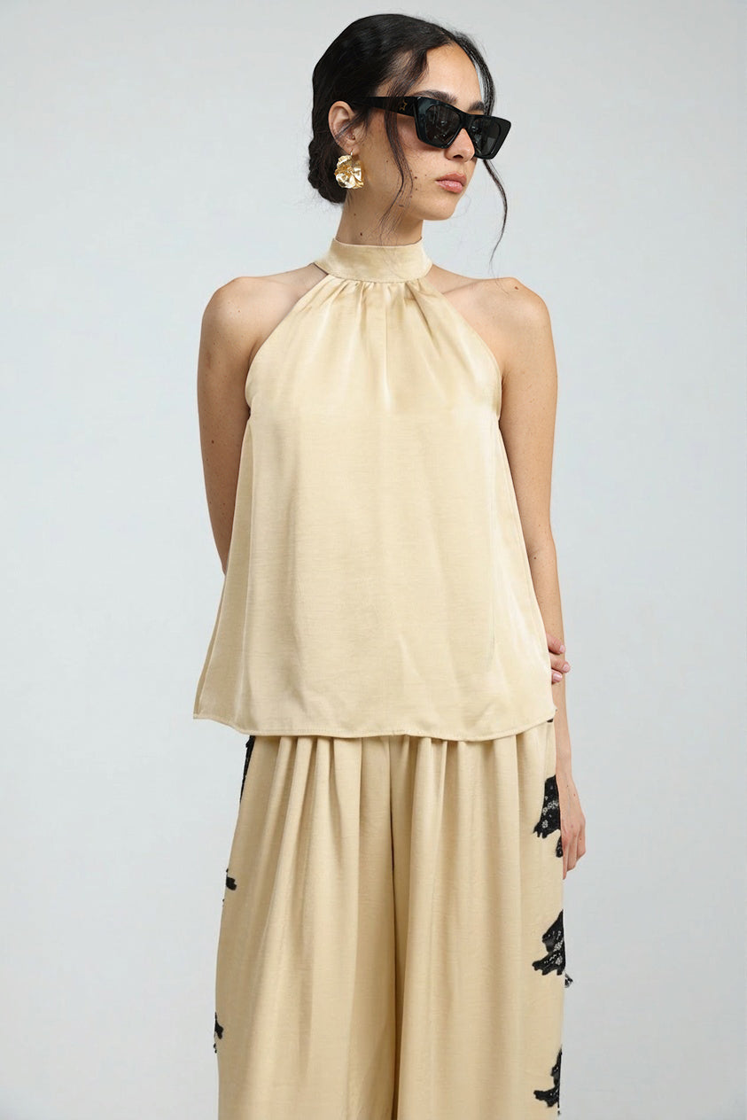 Satin Champagne Halter Top