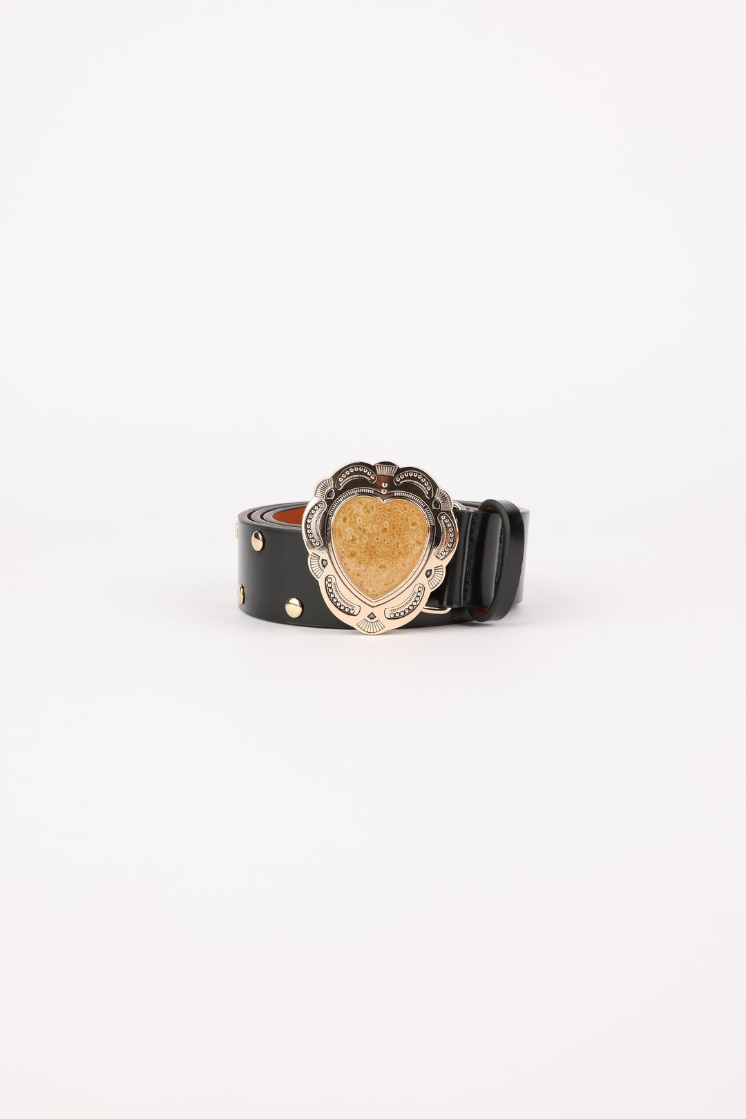 Black Engraved Heart Belt