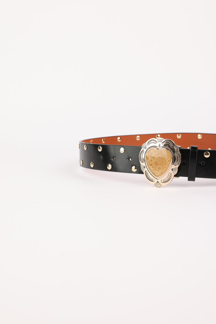Black Engraved Heart Belt
