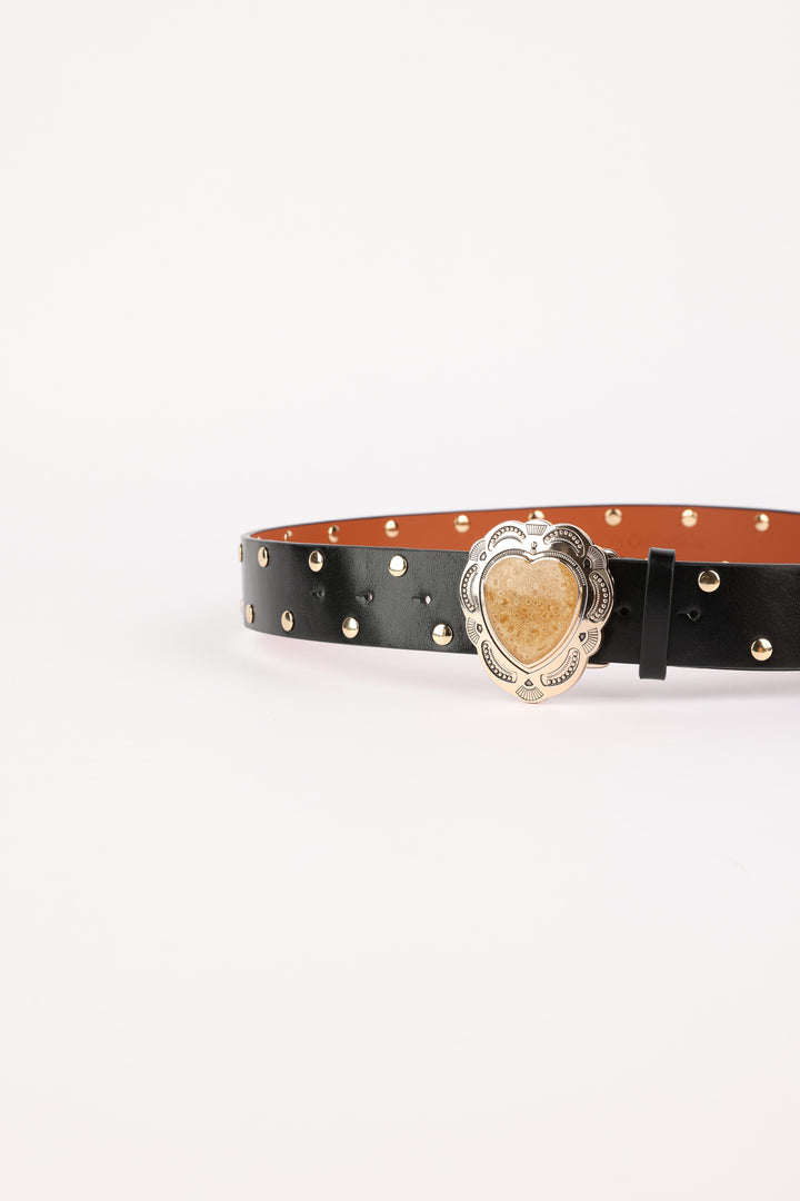 Black Engraved Heart Belt