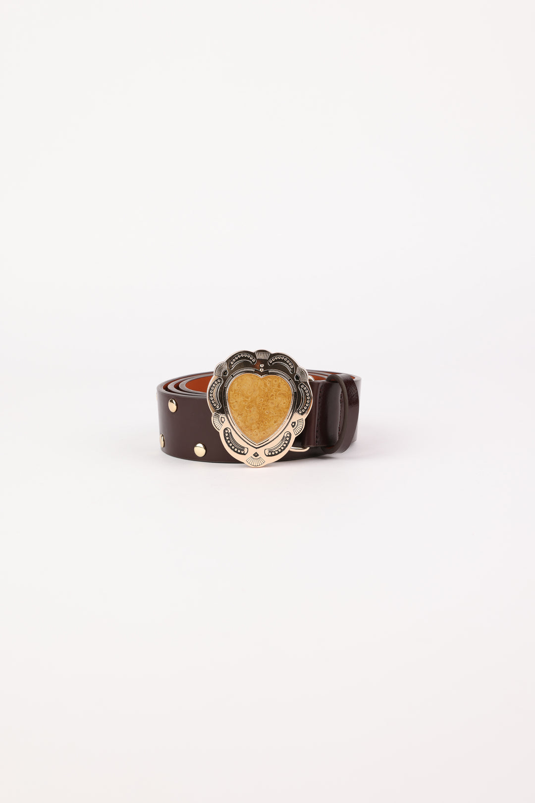 Brown Engraved Heart Belt