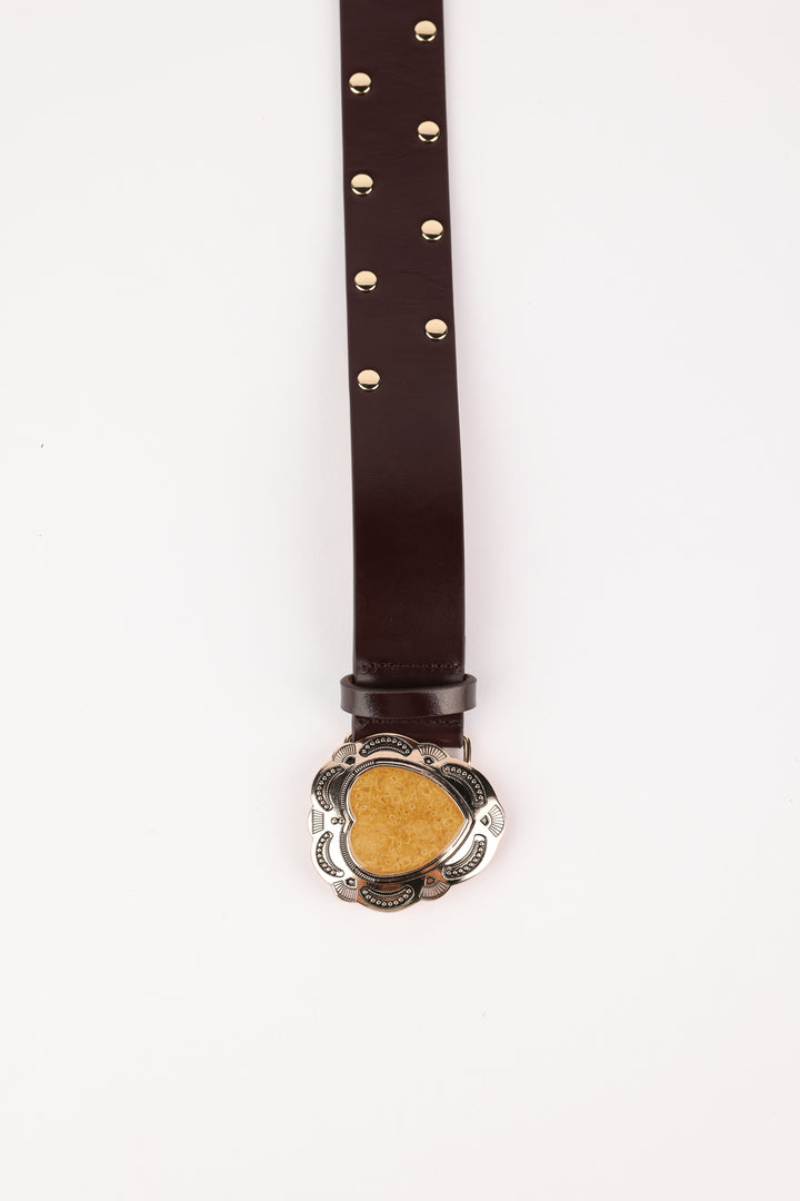 Brown Engraved Heart Belt
