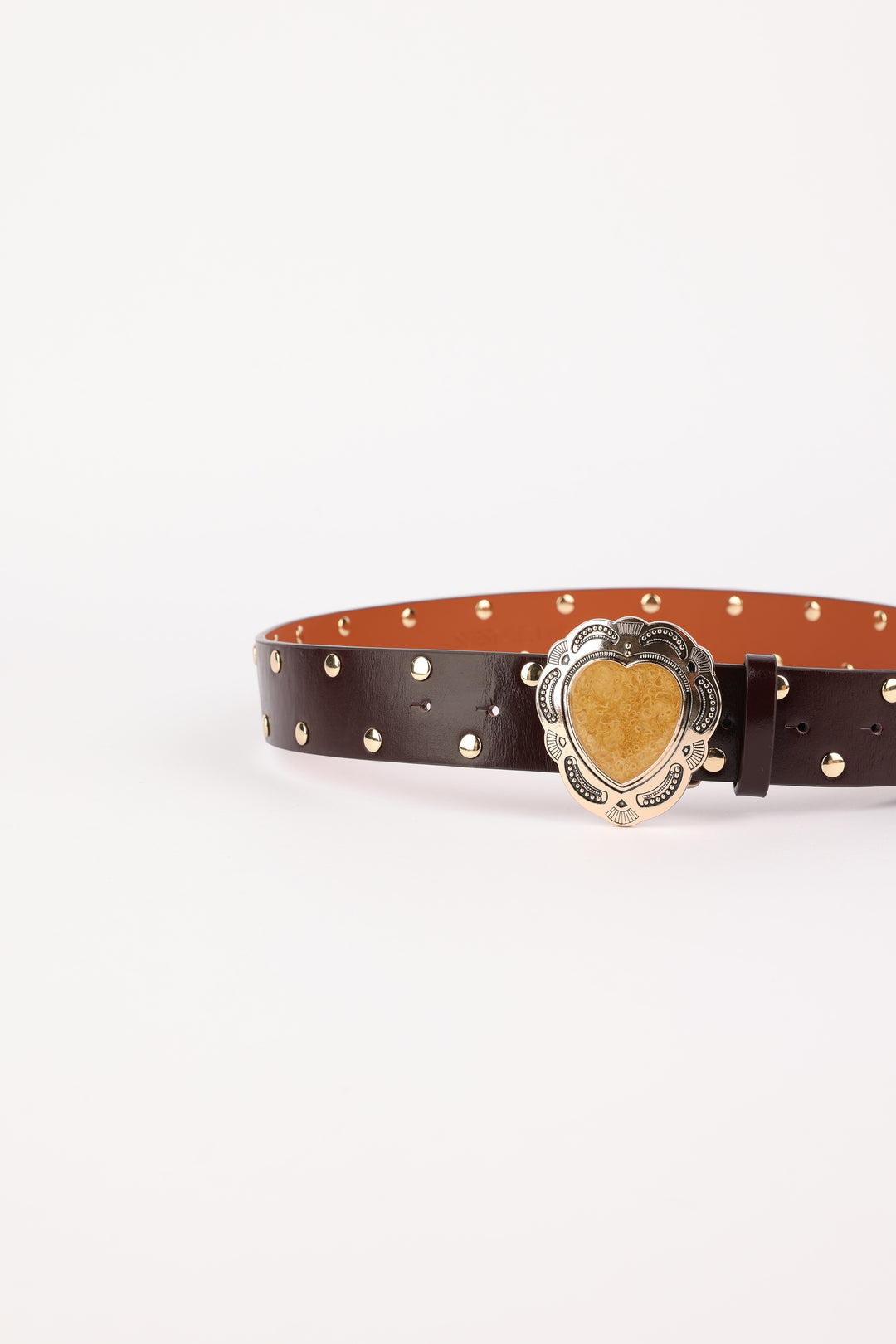 Brown Engraved Heart Belt