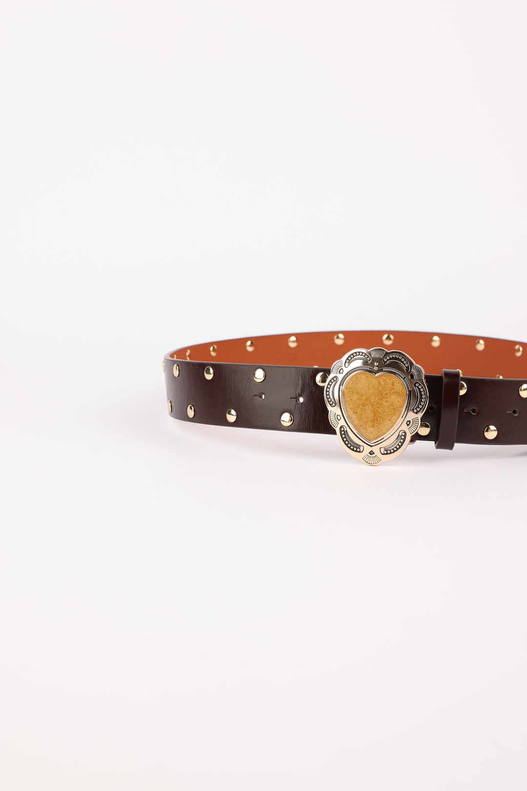 Brown Engraved Heart Belt
