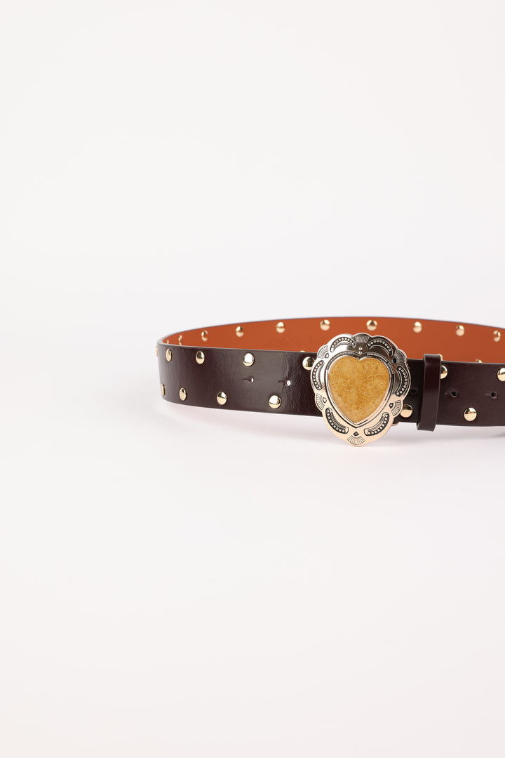 Brown Engraved Heart Belt