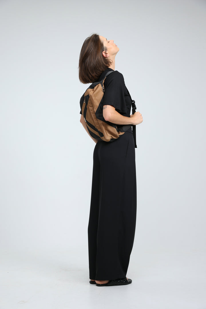 Chevron Black/Camel Belt Bag